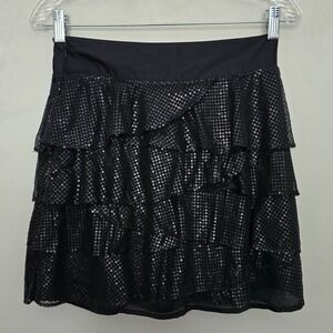 XXI Black Sequin Ruffle Tiered Mini Skirt Party Club Womens Medium